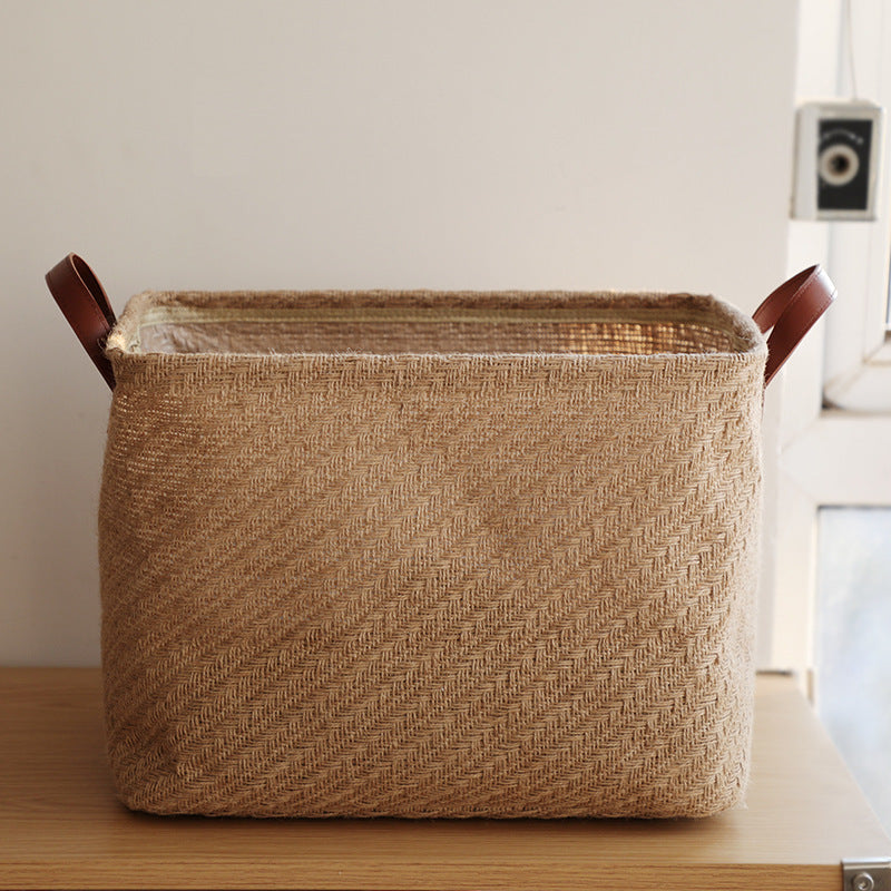 Storage Basket Jute Fabric Foldable Storage Box - Nook&Nuzzle