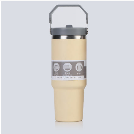 Insulated Stainless Steel Travel Tumbler with Handle – Portable Car Cup, Coffee Mug & Sports Water Bottle