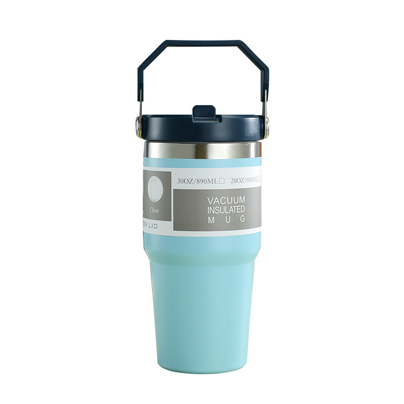 Insulated Stainless Steel Travel Tumbler with Handle – Portable Car Cup, Coffee Mug & Sports Water Bottle
