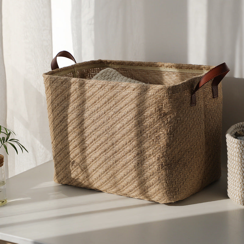 Storage Basket Jute Fabric Foldable Storage Box - Nook&Nuzzle