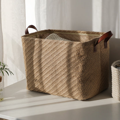 Storage Basket Jute Fabric Foldable Storage Box - Nook&Nuzzle