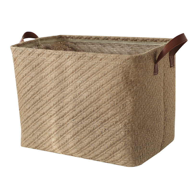 Storage Basket Jute Fabric Foldable Storage Box - Nook&Nuzzle