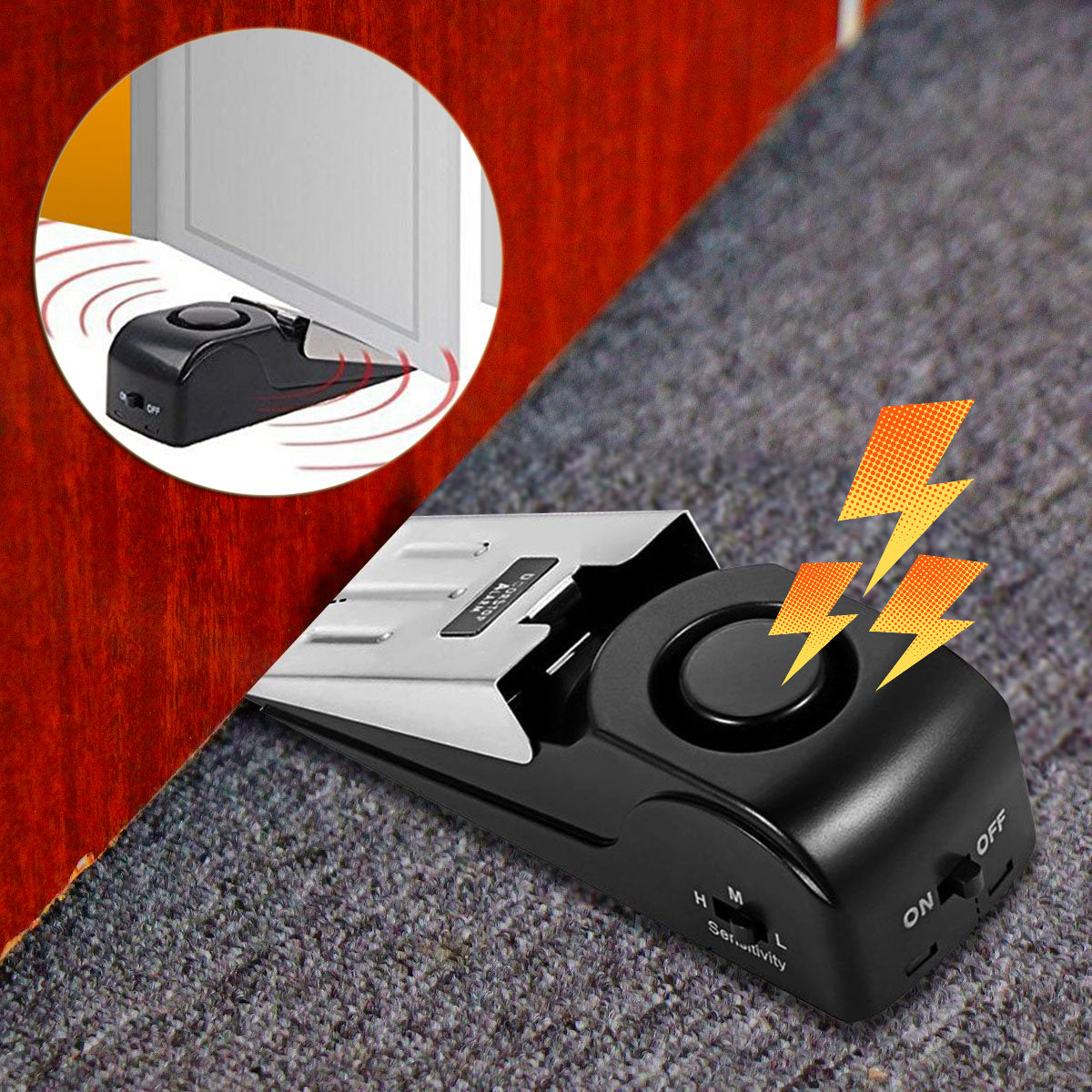 Door Stop Alarm - Heavy Duty Burglar Alarm & Door Stopper for Home Security, Dorm Safety, Anti-Theft, and Intrusion Prevention - Nook&Nuzzle
