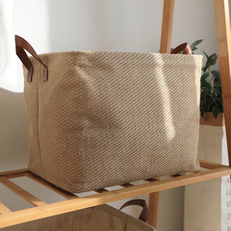Storage Basket Jute Fabric Foldable Storage Box - Nook&Nuzzle