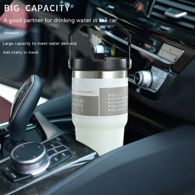 Insulated Stainless Steel Travel Tumbler with Handle – Portable Car Cup, Coffee Mug & Sports Water Bottle